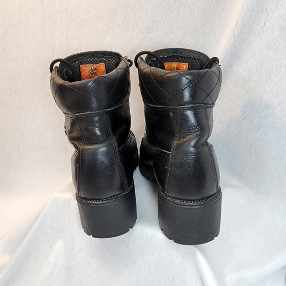 Harley Davidson Black Leather Lace Up Riding Boots Size 7 - Picture 4 of 7